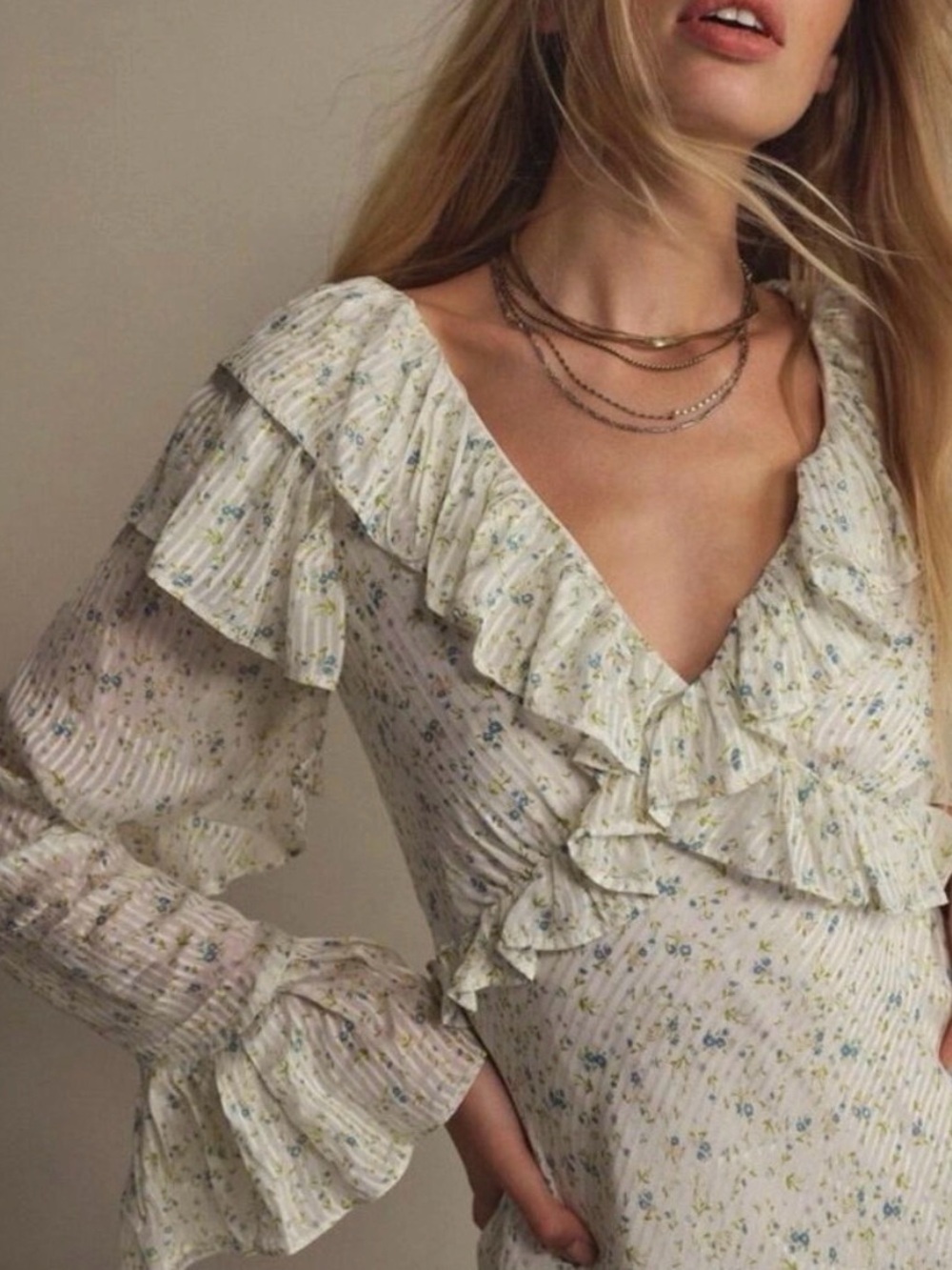 Free People Sweetest Thing Ruffled Mini Dress As Is Flawed Torn Area Size 8